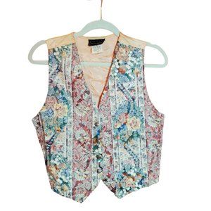 Vintage Cottagecore Floral Button Down Vest